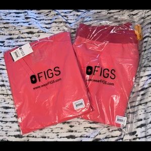 FIGS Neon Pink Large Tall Scrub Set NWT